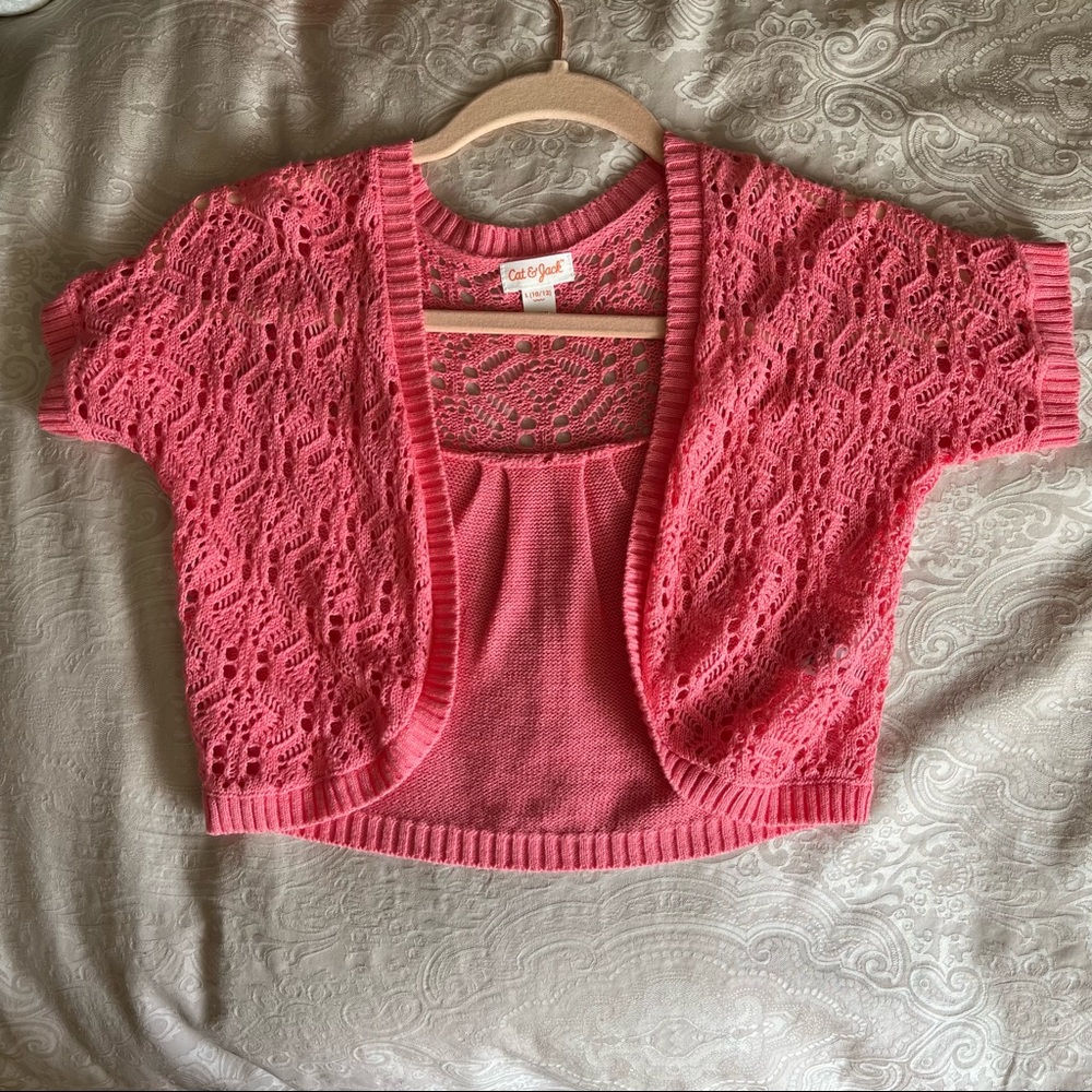 Coral crocheted shrug NWOT